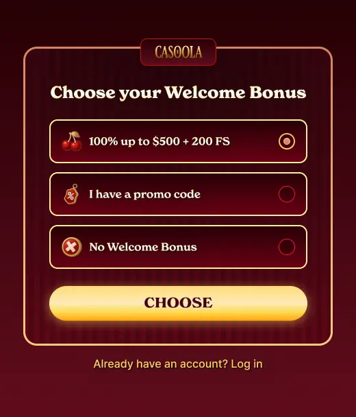 Casoola Casino Registration banner with bonuses